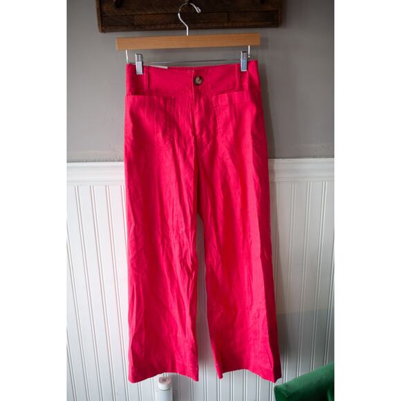 Anthropologie The Colette Cropped Wide-Leg Pants by Maeve: Linen Edition 25 NEW - Picture 2 of 4